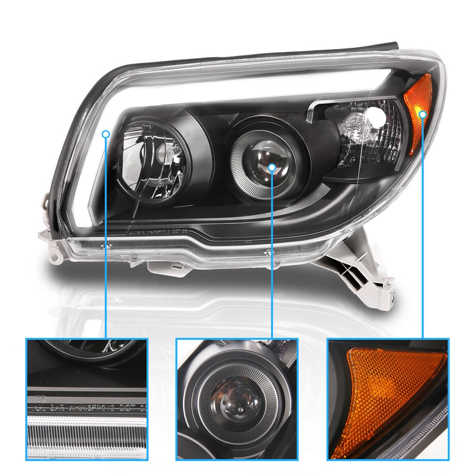 2006-2009 For Toyota 4Runner SUV Black LED Plank Style Projector Headlights Set - Image 4 of 4