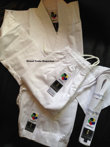 NEW ARAWAZA WHITE KIDS WKF KARATE SUIT GI UNIFORM MIDDLEWEIGHT 10oz