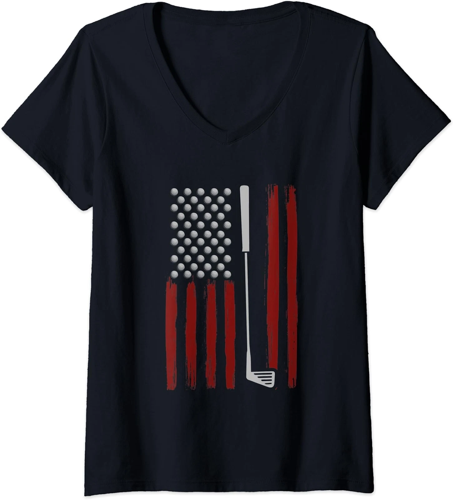 Retro American Flag Golf Lover Sports Tee for Women