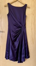 Karen Millen Purple Pleated Asymmetrical Midi Cocktail Evening Dress Size 10