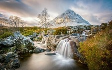 Landscape nature mountains water lake trees scotland uk Custom Gaming Mat Desk