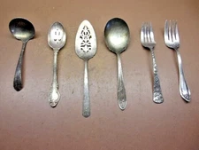 Vintage Lot of 6 Silverplate Serving Utensils Various Makers Misc. Patterns
