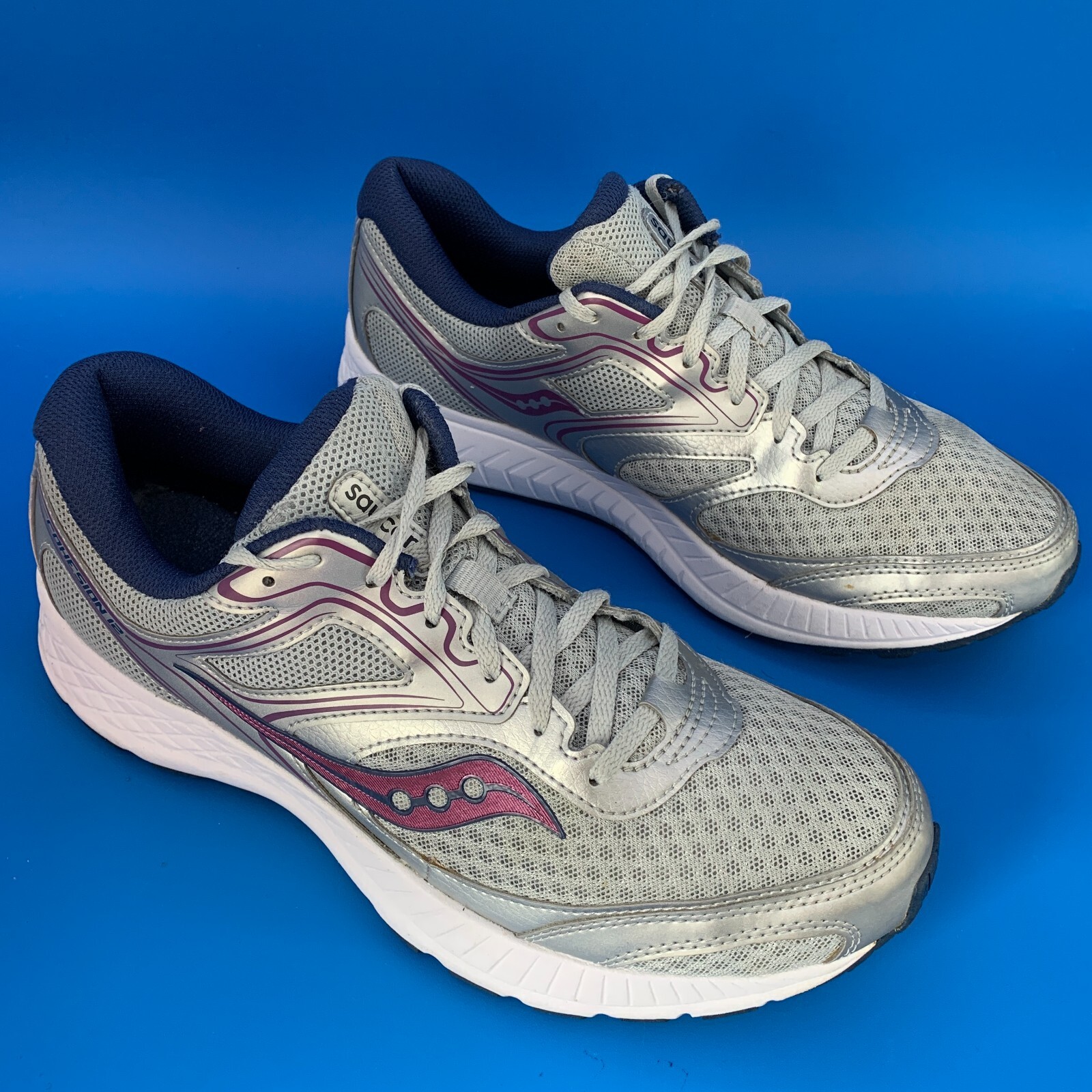 Saucony Cohesion 12 Womens Size 11 Gray Blue Shoes Sneakers Running