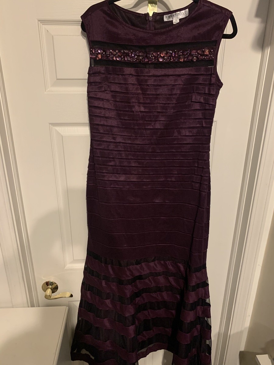 Emma Street Burgundy Dress Long Formal Beaded Adult Size 12