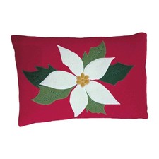 Crate Barrel Wool Blend Accent Pillow- Cover Insert - 12x18 Red Poinsettia