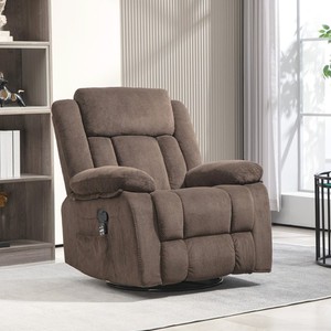 HOMCOM Massage Recliner Chair with Heat, Swivel Rocker with Footrest, Brown