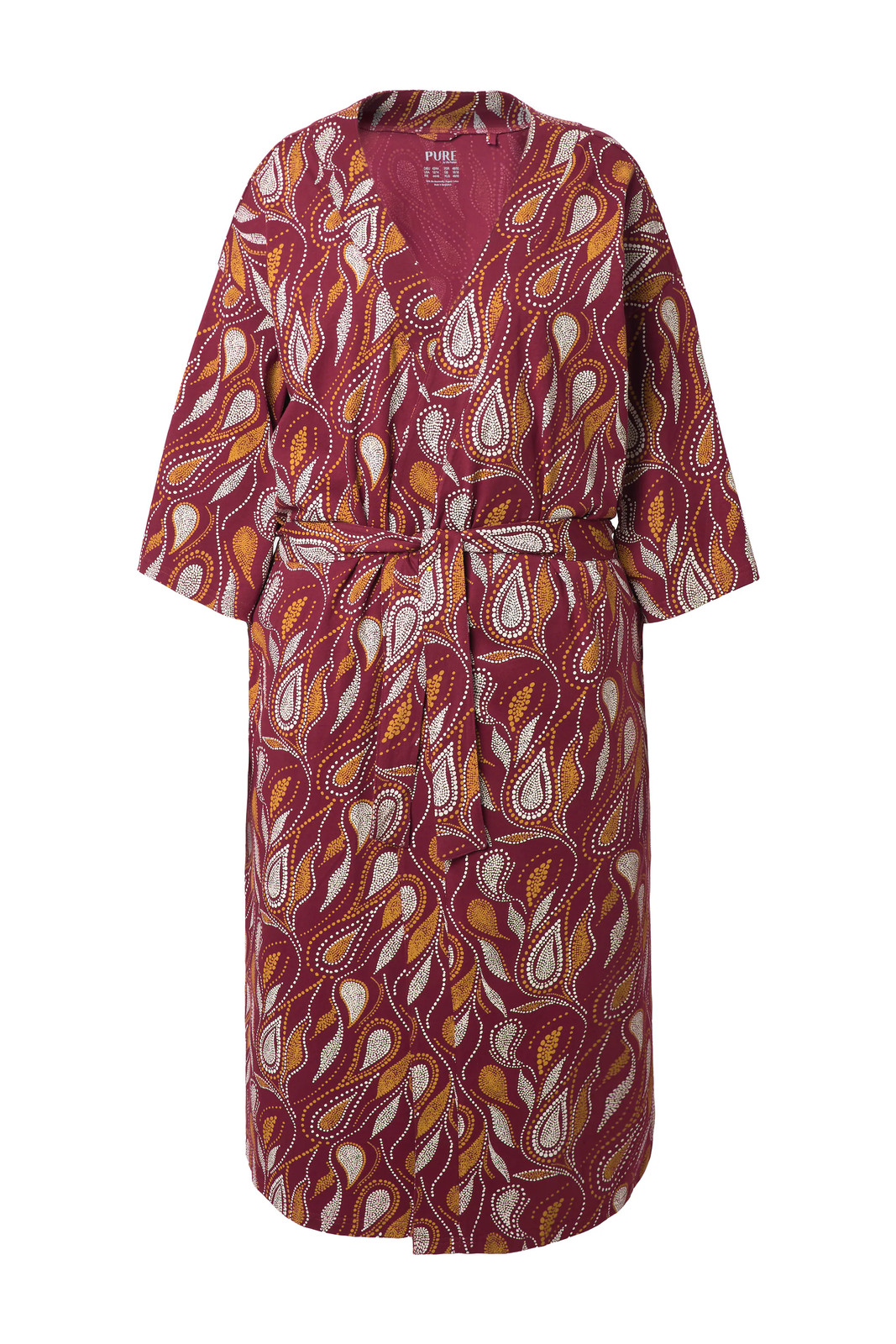 Ulla Popken Damen große Größen Bademantel Paisley Kimono Form 3 4 Arm