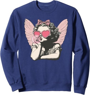 Cupid Valentine Day Cute Cupid Blowing Bubble Unisex Crewneck Sweatshirt