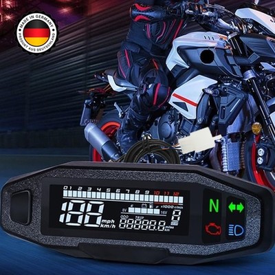 Motorrad Digital Drehzahlmesser LCD Tachometer Kilometerzähler RPM /KMH Odometer