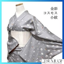 Cosmos Kimono Gray Gold Autumn Cherry Blossom Large Size Japan