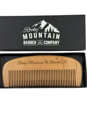 Rocky Mountain Barber Company Wood Anti Static No Snag Hair Beard Mustache Comb