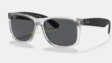 Ray-Ban RB4165 Justin Polarized Grey Matte Transparent Square Sunglasses 54mm 3P