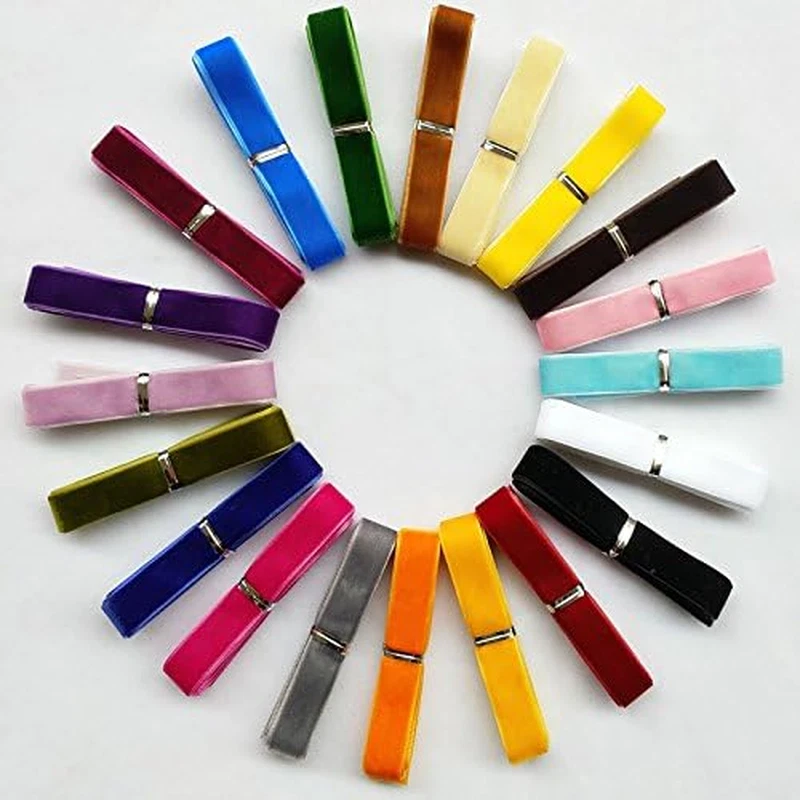 20 Yards 5/8" Velvet Ribbon Assorted Colors Bulk Pack, 20 Colors - Image 4 of 4