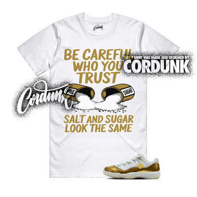 11 Metallic Gold Low White Team Dunk Vapormax Air Force T Shirt Match SUGAR