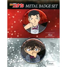 Conan Edogawa & Shuichi Akai Detective Conan Plaza Metal Button Set Japan C348