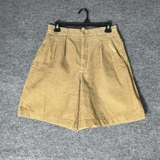Vintage Essentials Classic Loafers Corduroy Shorts Women 8 Tan Pleated High Rise