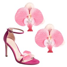Flower Shoe Clips, 2 Pcs Decorative Shoe Clips Butterfly Orchid, Deep Pink