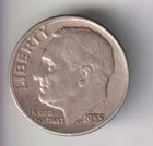 1955-P ROOSEVELT DIME 10¢ PHILADELPHIA 90% SILVER COIN UNITED STATES MINT
