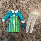 Vintage Mattel Francie Doll Fashion Outfit #1251 It's A Date Blue Green Stripe