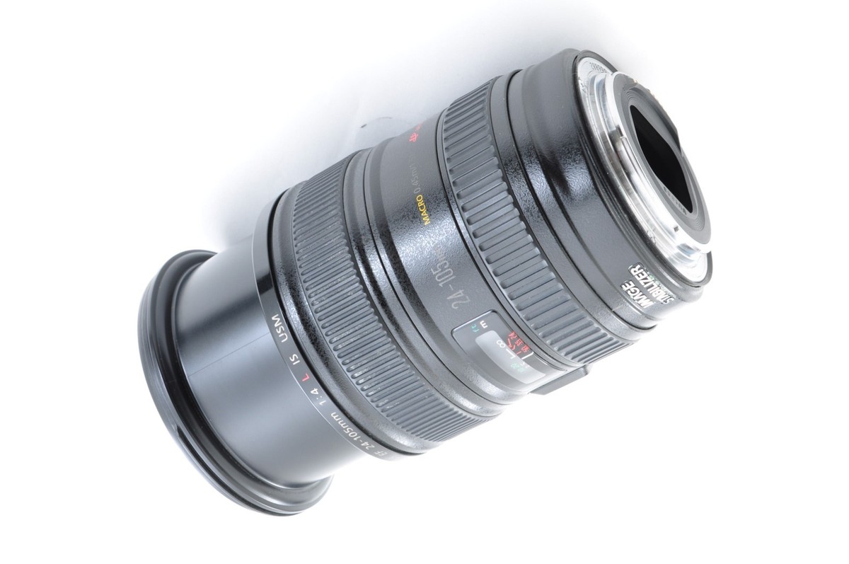 Canon EF 24-105mm f/4L IS USM Lens Red Ring Missing [VG] w/Hood