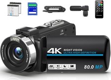4K 80MP Camcorder Video Camera Ultra HD Vlogging Camera for YouTube 18X Digital