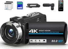 4K 80MP Camcorder Video Camera Ultra HD Vlogging Camera for YouTube 18X Digital 