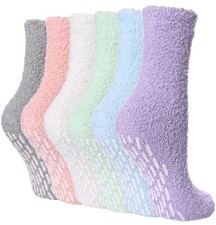 FNOVCO Non Slip Socks for Women Winter Warm One Size, 6 Pairs Candy Color