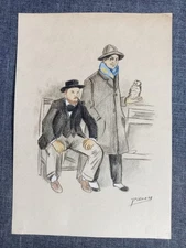 Pablo Picasso (Handmade) Drawing on antique paper Signed and Sealed size 21x29.5