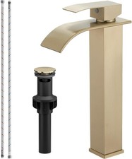 Vel Sink Faucet Brushed Gold Waterfall Spout Faucet for Bathroom Sink