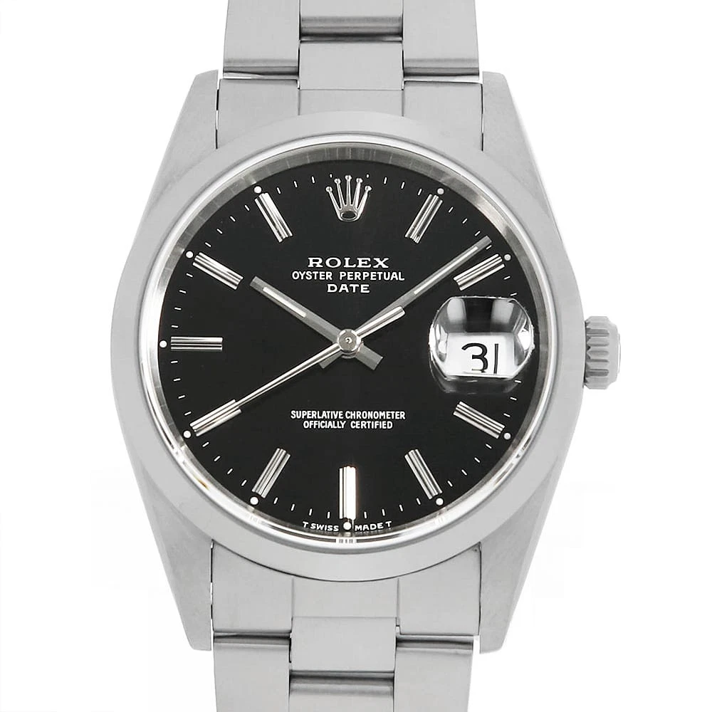 ROLEX Oyster Perpetual Date 15200 black bar X Number second hand mens