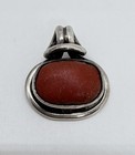 Old Pawn Vintage Native American Sterling Silver Coral Chunky Pendant — photo 1