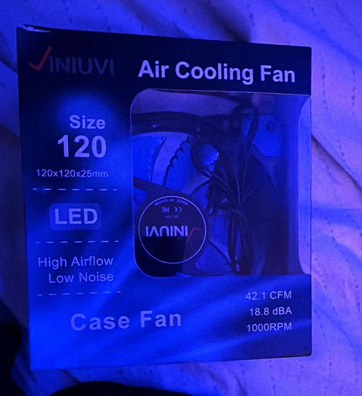 INIUVI 120mm Black LED Case Fan 42.1 CFM 1000 RPM 12V 3-Pin Hydraulic