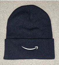 AMAZON Prime Blue/White Logo TECH COMPANY BEANIE Warm Winter Work Hat Ski Cap