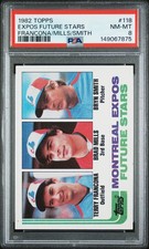 1982 TOPPS EXPOS FUTURE STARS FRANCONA/MILLS/SMITH ROOKIE RC PSA 8