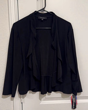 Rafaella Black Open Front Ruffle Stretch Jack...