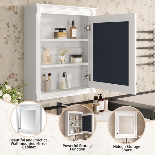 Wall Mounted Bathroom Cabinet Storage Cabinet with Mirror & Adjustable Shelf - Picture 29 of 60