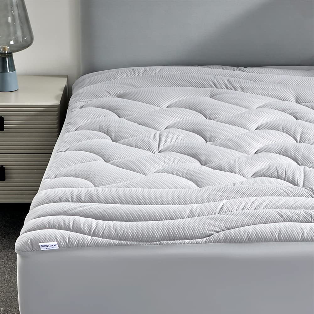King Size Cooling Mattress Pad with Premium Zoned Quilted Design for Ultimate Comfort