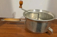 Vintage Foley Food Mill Colander Strainer Wooden Handle Masher Crank Bowl Decor 