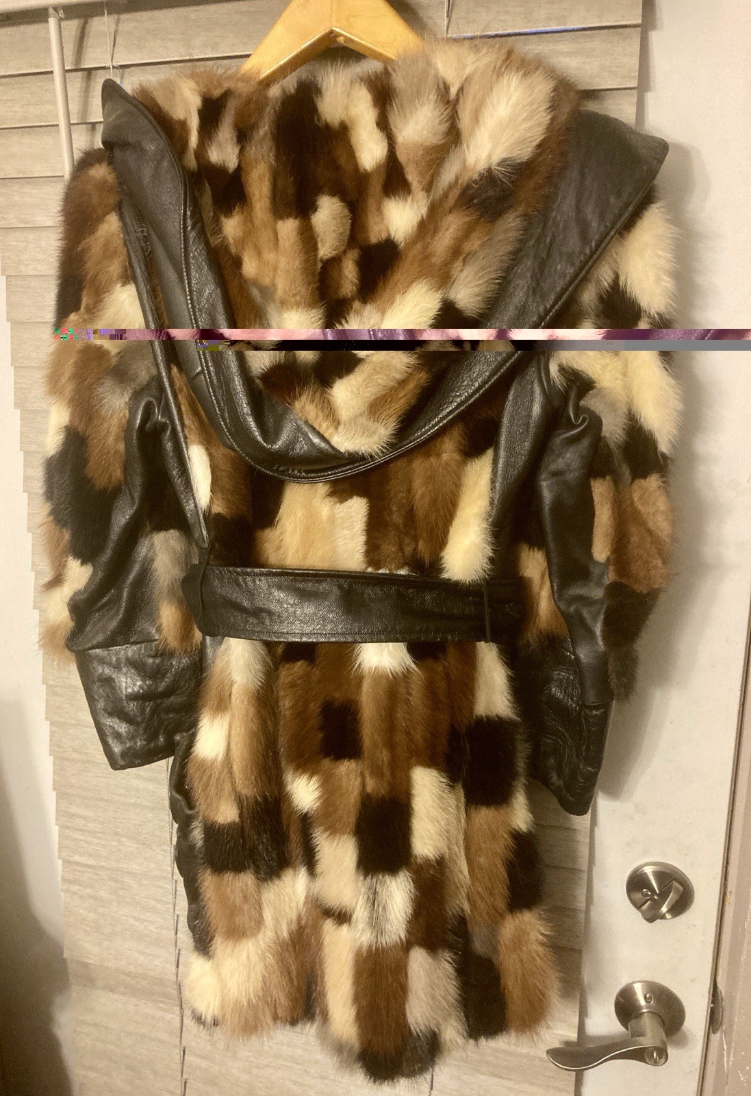 Multi Color Patchwork MINK Jacket Coat w/Leather … - image 3