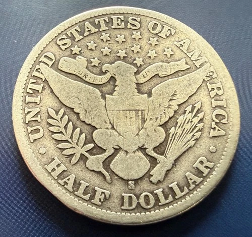 1900 S 50C Barber Silver Half Dollar  - As Pictured