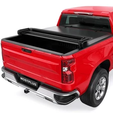 MOSTPLUS Quad Fold Soft Truck Bed Tonneau Cover Compatible for 2014-2019 Chevy