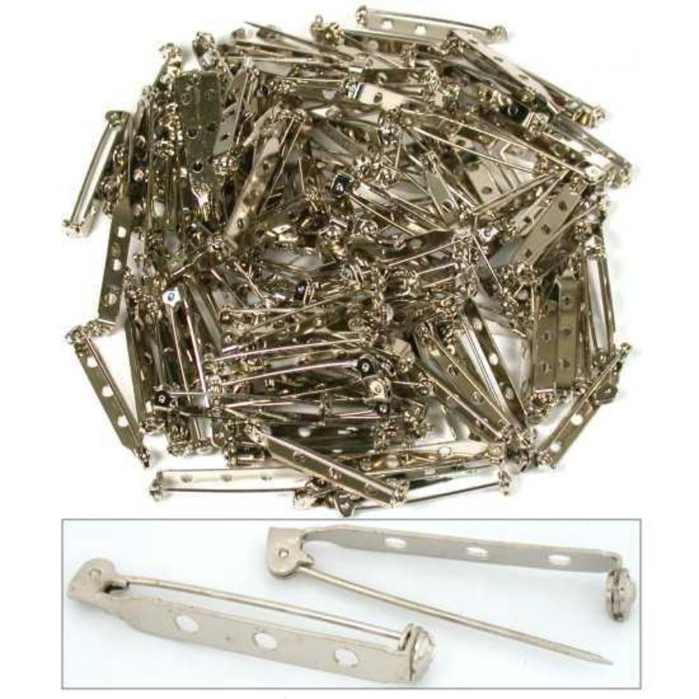 144 Nickel Plated Pin Backs Badge Craft Making Parts 38mm x 5mm | eBay