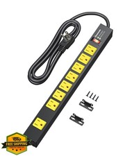 DEWENWILS Metal Industrial Power Strip 8 Wide Outlets 15A