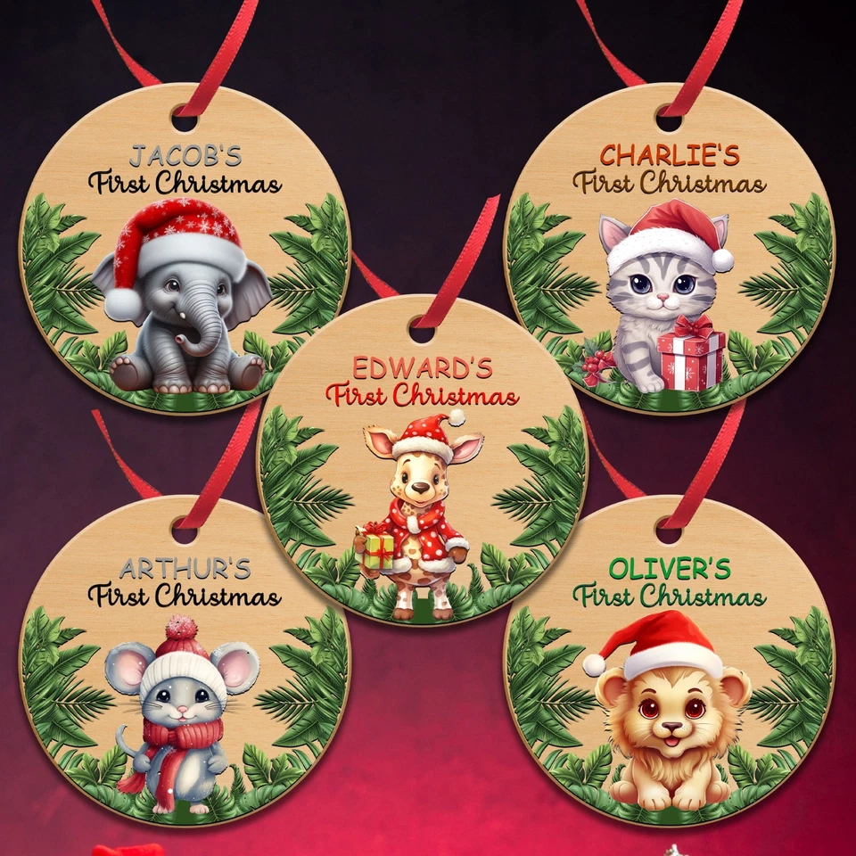 DEALHUT Personalised Baby's First Christmas Bauble Tree Ornaments Gift For Baby Girl Boy