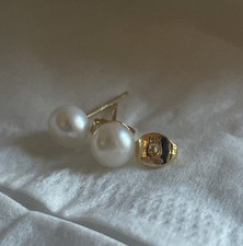 Natural AAAA white South Sea Pearl Stud Earrings 14k 6.5mm
