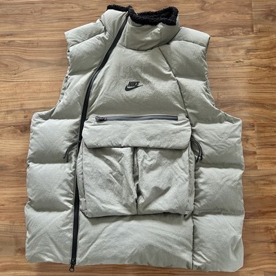 Nike Sportswear Tech Pack Stucco Vest Down Fill Full Zip Green Black Mens L