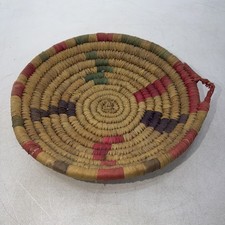 Southwest Style Woven Weave Coil Basket Bowl Boho Hippie Decorative 10  Round
