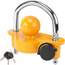 Trailer Coupler Lock, Adjustable Heavy-Duty Steel Fits 1-7/8", 2", and 2-5/16"