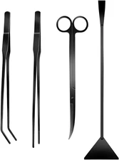4Pcs Aquascaping Tools Kit, Long Stainless Steel Aquarium Plant Tools with Black