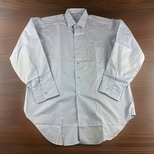 Vintage Arrow Sanforized Plus Dress Shirt Mens 15 Blue Made in USA Glen 70s READ